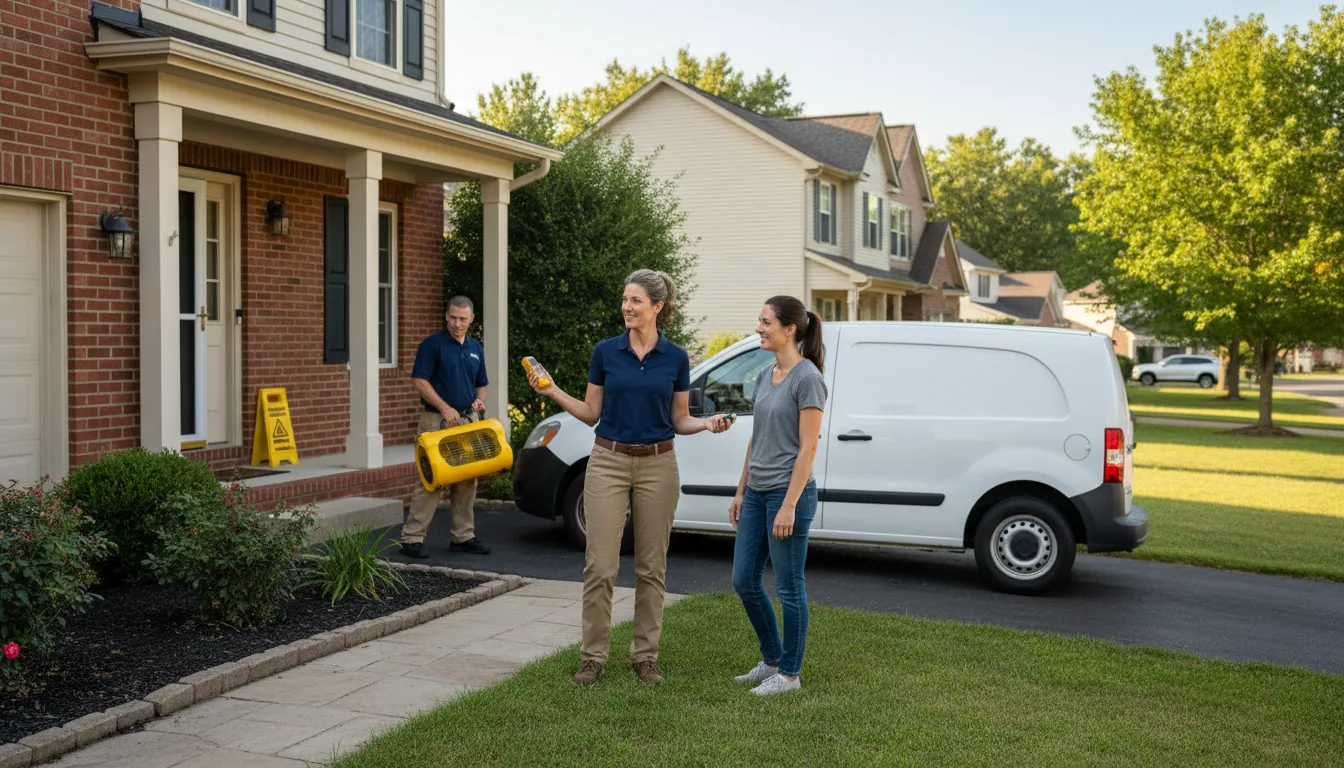 Residential water damage restoration in Shobonier, IL